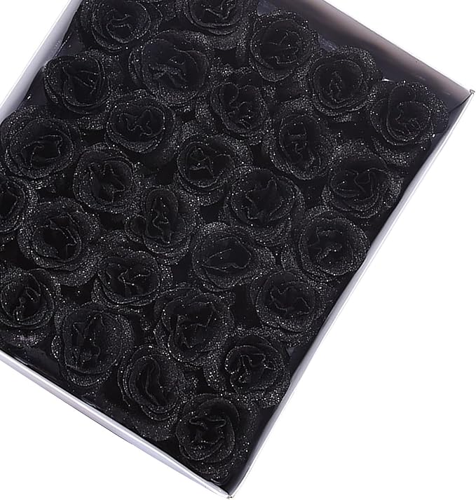 Black Glitter Rose Heads