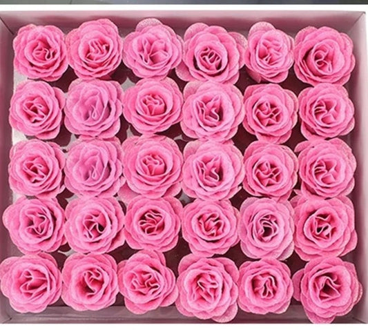 Pink Glitter Rose Heads (50 pcs)