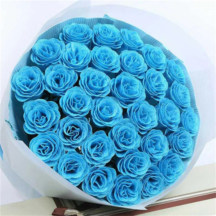 Light Blue Glitter Rose Heads