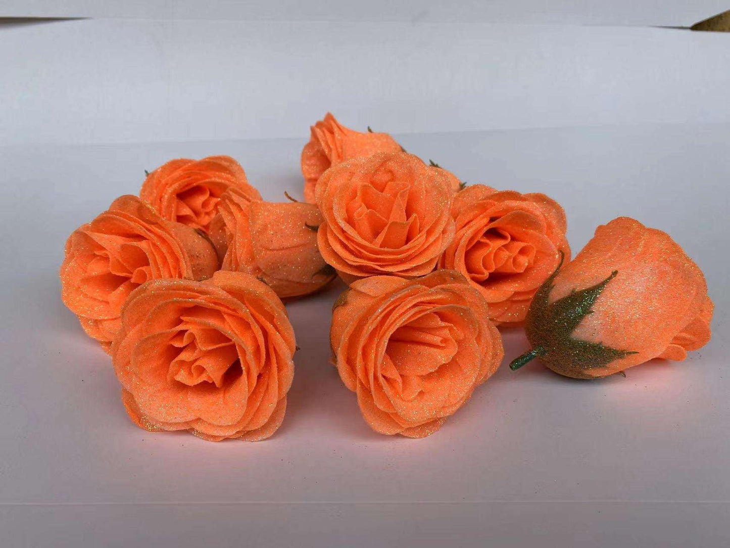 Orange Glitter Rose Heads